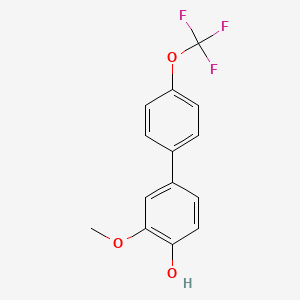molecular formula C14H11F3O3 B6380355 2-Methoxy-4-(4-trifluoromethoxyphenyl)phenol, 95% CAS No. 1261891-54-6