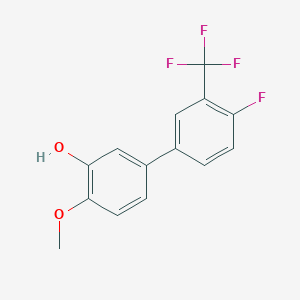 molecular formula C14H10F4O2 B6380361 5-(4-Fluoro-3-trifluoromethylphenyl)-2-methoxyphenol, 95% CAS No. 1261927-52-9