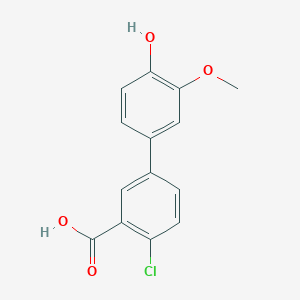 molecular formula C14H11ClO4 B6380368 4-(3-Carboxy-4-chlorophenyl)-2-methoxyphenol, 95% CAS No. 1261951-12-5