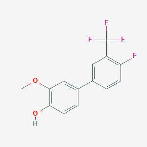 molecular formula C14H10F4O2 B6380370 4-(4-Fluoro-3-trifluoromethylphenyl)-2-methoxyphenol, 95% CAS No. 1261979-32-1