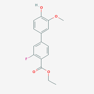 molecular formula C16H15FO4 B6380385 4-[4-(Ethoxycarbonyl)-3-fluorophenyl]-2-methoxyphenol, 95% CAS No. 1261923-12-9