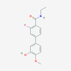 molecular formula C16H16FNO3 B6380393 5-[4-(Ethylcarbamoyl)-3-fluorophenyl]-2-methoxyphenol, 95% CAS No. 1261968-60-8