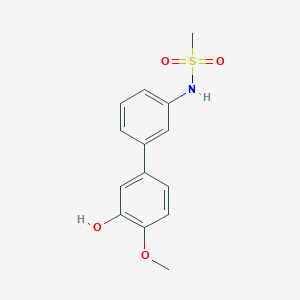 molecular formula C14H15NO4S B6380409 2-Methoxy-5-(3-methylsulfonylaminophenyl)phenol, 95% CAS No. 1261927-73-4