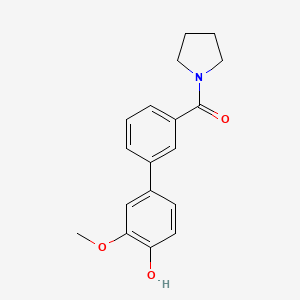 molecular formula C18H19NO3 B6380411 2-Methoxy-4-(3-pyrrolidinylcarbonylphenyl)phenol, 95% CAS No. 1261931-57-0