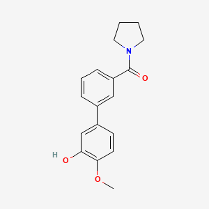 molecular formula C18H19NO3 B6380413 2-Methoxy-5-(3-pyrrolidinylcarbonylphenyl)phenol, 95% CAS No. 1261968-71-1