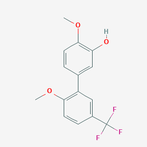 molecular formula C15H13F3O3 B6380419 5-(2-Methoxy-5-trifluoromethylphenyl)-2-methoxyphenol, 95% CAS No. 1261904-24-8