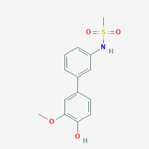molecular formula C14H15NO4S B6380437 2-Methoxy-4-(3-methylsulfonylaminophenyl)phenol, 95% CAS No. 1262001-81-9