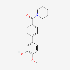 molecular formula C19H21NO3 B6380483 2-Methoxy-5-[4-(piperidine-1-carbonyl)phenyl]phenol, 95% CAS No. 1261989-83-6