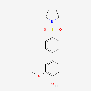 molecular formula C17H19NO4S B6380501 2-Methoxy-4-[4-(pyrrolidinylsulfonyl)phenyl]phenol, 95% CAS No. 1261899-07-3