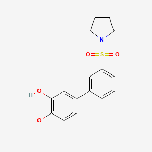 molecular formula C17H19NO4S B6380507 2-Methoxy-5-[3-(pyrrolidinylsulfonyl)phenyl]phenol, 95% CAS No. 1261941-70-1