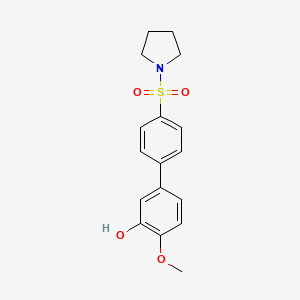 molecular formula C17H19NO4S B6380536 2-Methoxy-5-[4-(pyrrolidinylsulfonyl)phenyl]phenol, 95% CAS No. 1261951-21-6