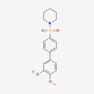 molecular formula C18H21NO4S B6380563 2-Methoxy-5-[4-(piperidin-1-ylsulfonyl)phenyl]phenol, 95% CAS No. 1261990-00-4