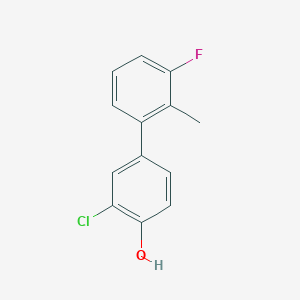 molecular formula C13H10ClFO B6380893 2-Chloro-4-(3-fluoro-2-methylphenyl)phenol, 95% CAS No. 1261960-88-6
