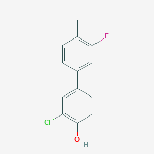 molecular formula C13H10ClFO B6380902 2-Chloro-4-(3-fluoro-4-methylphenyl)phenol, 95% CAS No. 1261971-73-6