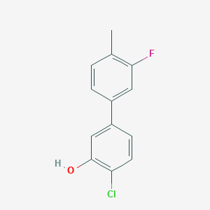 molecular formula C13H10ClFO B6380910 2-Chloro-5-(3-fluoro-4-methylphenyl)phenol, 95% CAS No. 1261971-80-5