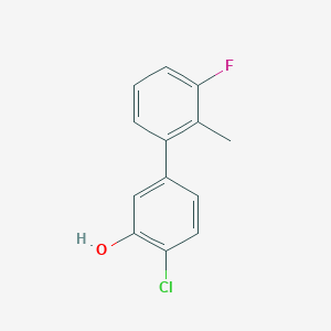 molecular formula C13H10ClFO B6380912 2-Chloro-5-(3-fluoro-2-methylphenyl)phenol, 95% CAS No. 1261891-87-5