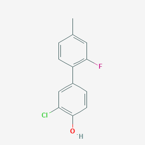 molecular formula C13H10ClFO B6380925 2-Chloro-4-(2-fluoro-4-methylphenyl)phenol, 95% CAS No. 1261942-08-8