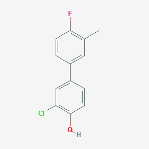 molecular formula C13H10ClFO B6380947 2-Chloro-4-(4-fluoro-3-methylphenyl)phenol, 95% CAS No. 1262002-48-1