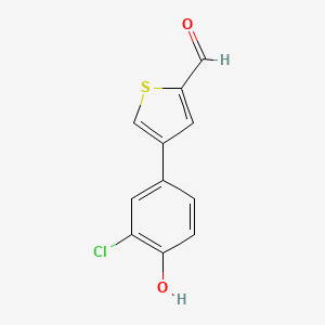 molecular formula C11H7ClO2S B6380983 4-(2-Formylthiophen-4-yl)-2-chlorophenol, 95% CAS No. 1261982-49-3