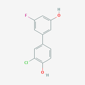 molecular formula C12H8ClFO2 B6381002 2-Chloro-4-(3-fluoro-5-hydroxyphenyl)phenol, 95% CAS No. 1261942-14-6
