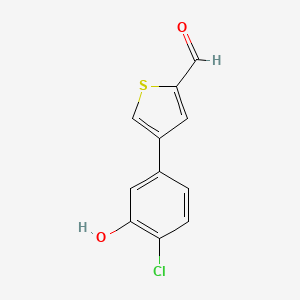 molecular formula C11H7ClO2S B6381011 5-(2-Formylthiophen-4-yl)-2-chlorophenol, 95% CAS No. 1261955-51-4
