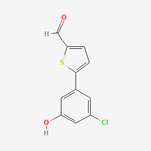 molecular formula C11H7ClO2S B6381022 5-(5-Formylthiophen-2-yl)-3-chlorophenol, 95% CAS No. 1261904-68-0