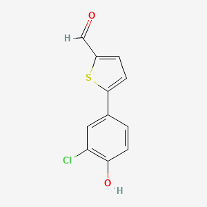 molecular formula C11H7ClO2S B6381028 4-(5-Formylthiophen-2-yl)-2-chlorophenol, 95% CAS No. 1262000-66-7