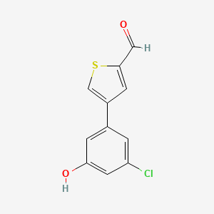 molecular formula C11H7ClO2S B6381032 5-(2-Formylthiophen-4-yl)-3-chlorophenol, 95% CAS No. 1261982-63-1