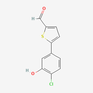 molecular formula C11H7ClO2S B6381045 5-(5-Formylthiophen-2-yl)-2-chlorophenol, 95% CAS No. 1261902-12-8