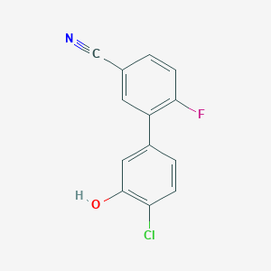 molecular formula C13H7ClFNO B6381113 2-Chloro-5-(5-cyano-2-fluorophenyl)phenol, 95% CAS No. 1261902-29-7