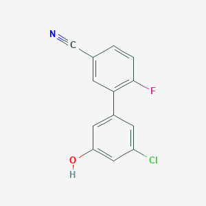 molecular formula C13H7ClFNO B6381114 3-Chloro-5-(5-cyano-2-fluorophenyl)phenol, 95% CAS No. 1262002-79-8