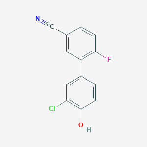 molecular formula C13H7ClFNO B6381118 2-Chloro-4-(5-cyano-2-fluorophenyl)phenol, 95% CAS No. 1261942-39-5