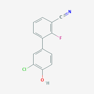 molecular formula C13H7ClFNO B6381158 2-Chloro-4-(3-cyano-2-fluorophenyl)phenol, 95% CAS No. 1261942-49-7