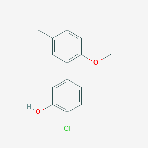 molecular formula C14H13ClO2 B6381167 2-Chloro-5-(2-methoxy-5-methylphenyl)phenol, 95% CAS No. 1261920-17-5
