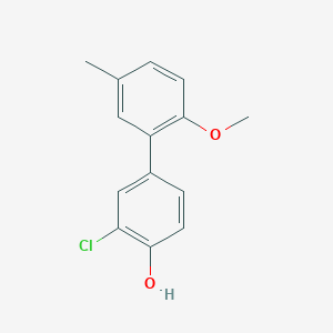 molecular formula C14H13ClO2 B6381181 2-Chloro-4-(2-methoxy-5-methylphenyl)phenol, 95% CAS No. 1261951-44-3