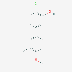 molecular formula C14H13ClO2 B6381189 2-Chloro-5-(4-methoxy-3-methylphenyl)phenol, 95% CAS No. 1261990-54-8