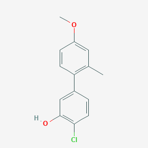 molecular formula C14H13ClO2 B6381194 2-Chloro-5-(4-methoxy-2-methylphenyl)phenol, 95% CAS No. 1261951-48-7