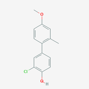 molecular formula C14H13ClO2 B6381222 2-Chloro-4-(4-methoxy-2-methylphenyl)phenol, 95% CAS No. 1262002-91-4