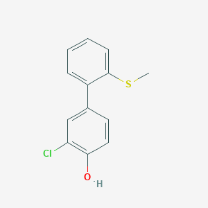 molecular formula C13H11ClOS B6381260 2-Chloro-4-(2-methylthiophenyl)phenol, 95% CAS No. 1261982-92-6