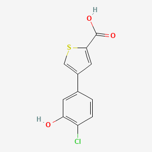 molecular formula C11H7ClO3S B6381415 5-(2-Carboxythiophene-4-yl)-2-chlorophenol, 95% CAS No. 1262002-39-0