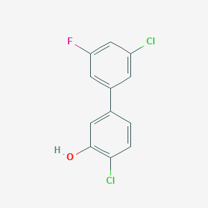 molecular formula C12H7Cl2FO B6381440 2-Chloro-5-(3-chloro-5-fluorophenyl)phenol, 95% CAS No. 1261892-08-3