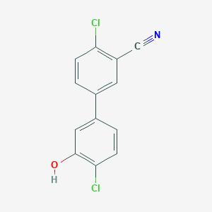 molecular formula C13H7Cl2NO B6381565 2-Chloro-5-(4-chloro-3-cyanophenyl)phenol, 95% CAS No. 1261892-10-7