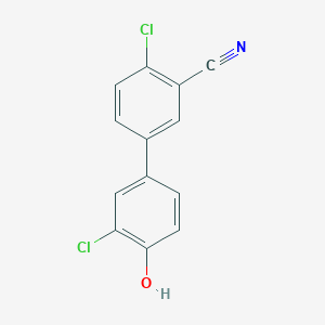 molecular formula C13H7Cl2NO B6381575 2-Chloro-4-(4-chloro-3-cyanophenyl)phenol, 95% CAS No. 1262002-68-5