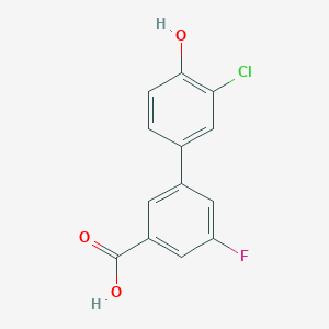 molecular formula C13H8ClFO3 B6381627 4-(3-Carboxy-5-fluorophenyl)-2-chlorophenol, 95% CAS No. 1262001-24-0