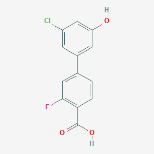 molecular formula C13H8ClFO3 B6381646 5-(4-Carboxy-3-fluorophenyl)-3-chlorophenol, 95% CAS No. 1261956-09-5