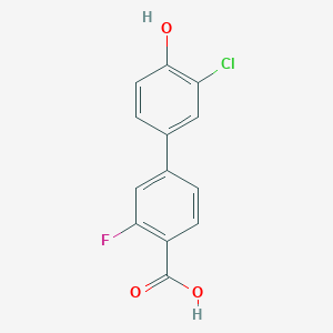 molecular formula C13H8ClFO3 B6381650 4-(4-Carboxy-3-fluorophenyl)-2-chlorophenol, 95% CAS No. 1261956-03-9