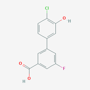 molecular formula C13H8ClFO3 B6381660 5-(3-Carboxy-5-fluorophenyl)-2-chlorophenol, 95% CAS No. 1262002-86-7