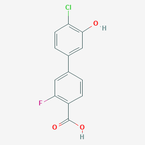 molecular formula C13H8ClFO3 B6381665 5-(4-Carboxy-3-fluorophenyl)-2-chlorophenol, 95% CAS No. 1261902-52-6