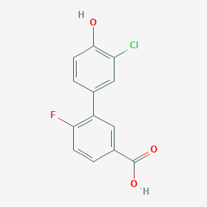 molecular formula C13H8ClFO3 B6381673 4-(5-Carboxy-2-fluorophenyl)-2-chlorophenol, 95% CAS No. 1261921-11-2