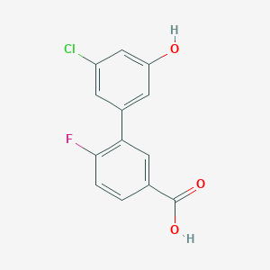 molecular formula C13H8ClFO3 B6381691 5-(5-Carboxy-2-fluorophenyl)-3-chlorophenol, 95% CAS No. 1261921-16-7